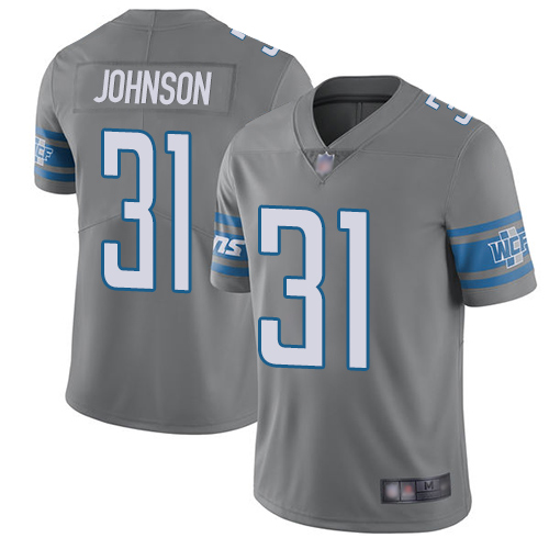 Detroit Lions Limited Steel Men Ty Johnson Jersey NFL Football #31 Rush Vapor Untouchable->detroit lions->NFL Jersey
